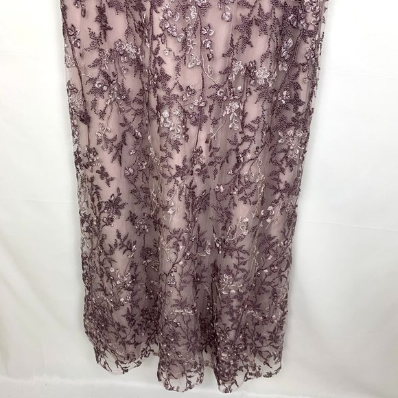 NWT La Femme 27956 Embroidered Crystal Gown Dress Dusty Lilac Purple 14 - Picture 6 of 10